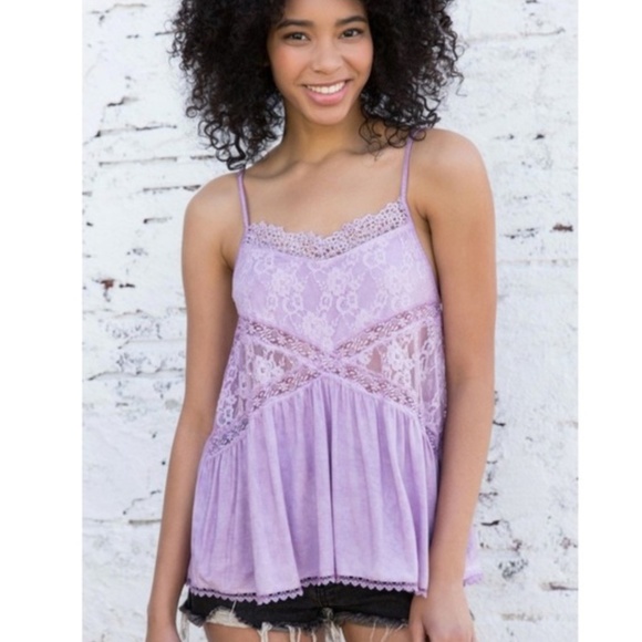 POL Tops - “The Iris” Purple Lace Tank Top